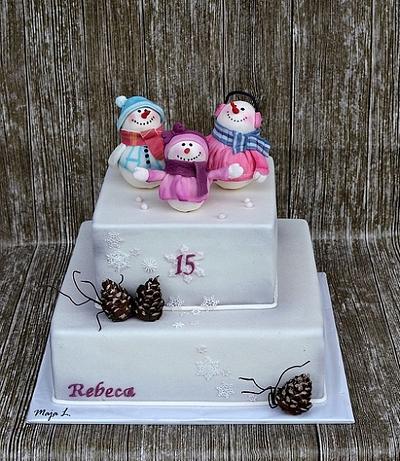 Snowman family - Cake by majalaska
