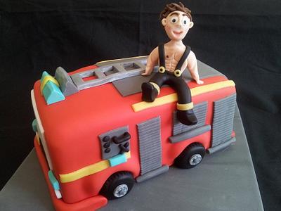 Fire Engine and hunk. - Cake by Sam Belben