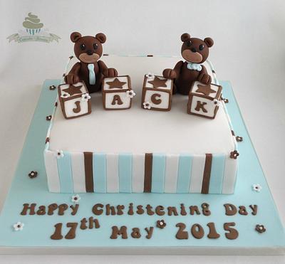 Bears and Block Christening cake - Cake by Cupcake-Heaven