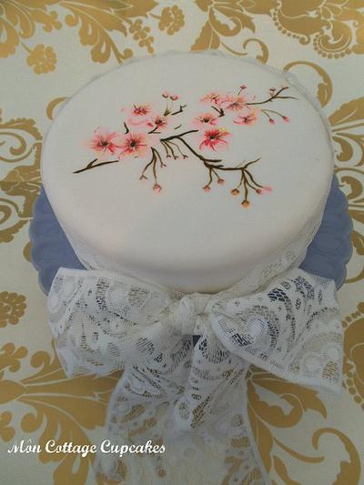 Hand Painted Cherry Blossom cake <3 - Cake by Môn Cottage Cupcakes