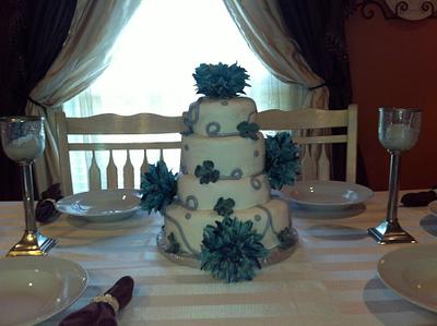 Teal and Silver Cake - Cake by sassy1021