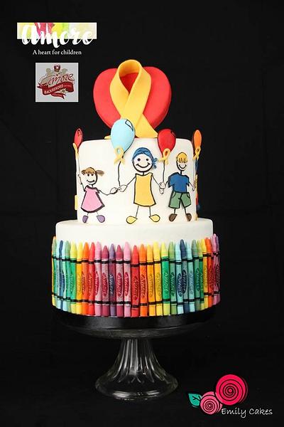 Crayons with Love - Collaboration Amore - a heart for children - Cake by Emily Calvo 