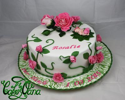 roses christening cake - Cake by cakesbyoana