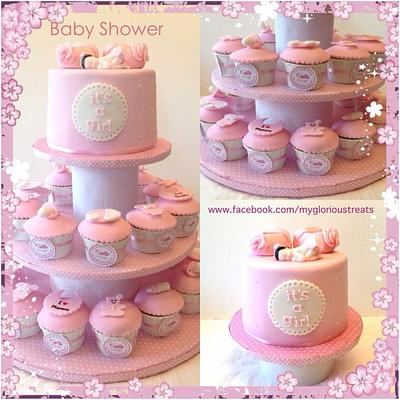 Baby Shower Cake & Cupcakes - Cake by funni