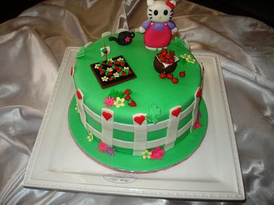 Hello Kitty Strawberry Patch Cake  - Cake by Hakima Lamour 