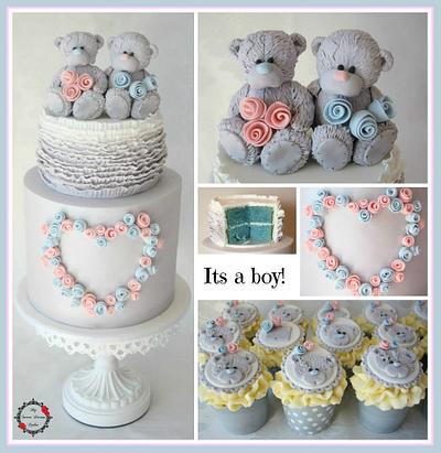 Me to You Bear Gender Reveal Cake - Cake by My Sweet Dream Cakes