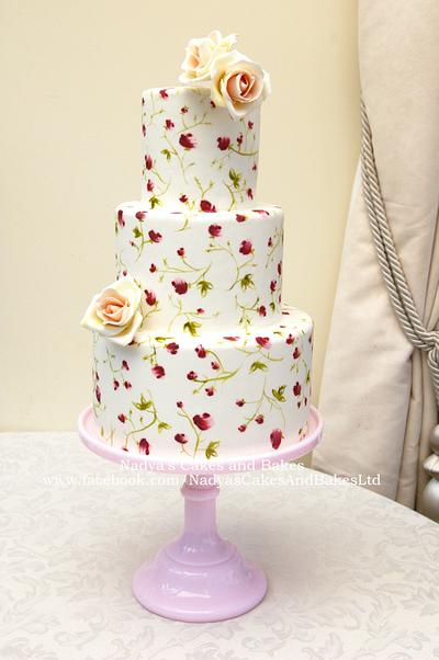 Tiered painted roses cake - Cake by Nadya