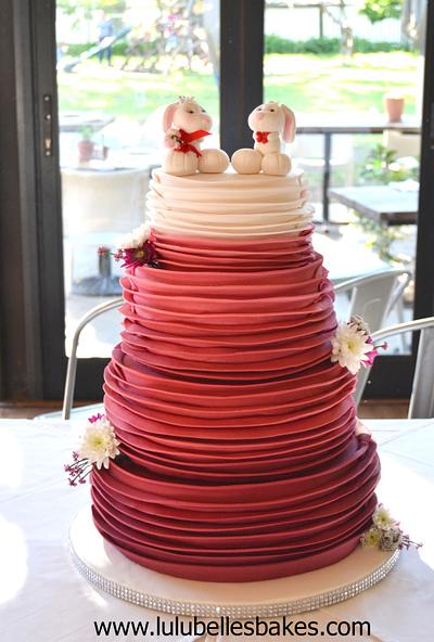 Ombre Red Ruffle Wedding cake - Cake by Lulubelle's Bakes