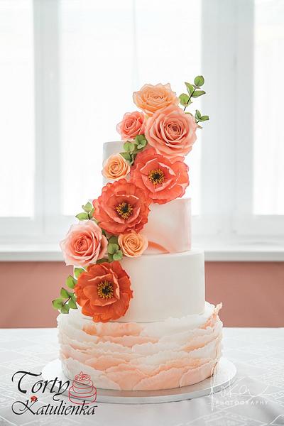 Peach Wedding Cake - Cake by Torty Katulienka