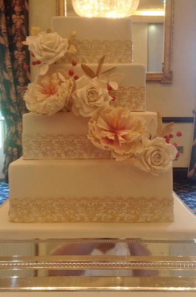 Gold & Ivory Ribbon Cake - Cake by The Anticipation