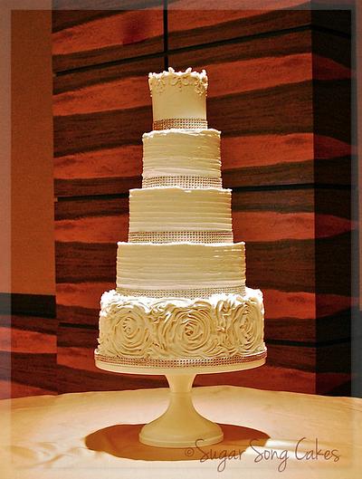Rouched, Rosettes, Rhinestones  - Cake by lorieleann