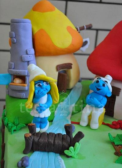 Smurf's Village cake - Cake by tessatinacakes