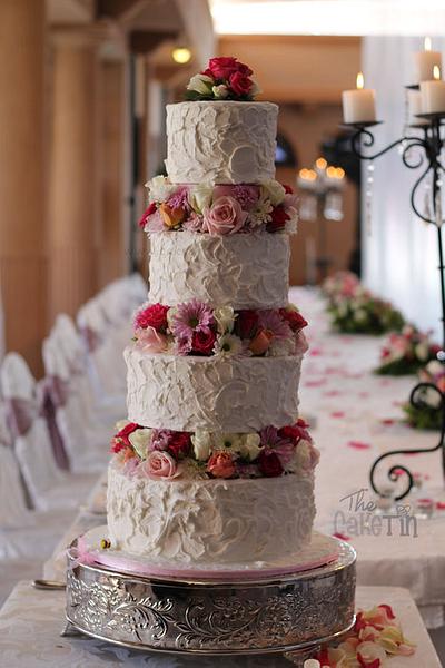 4 Tier Rustic Vintage and Roses - Cake by The Cake Tin