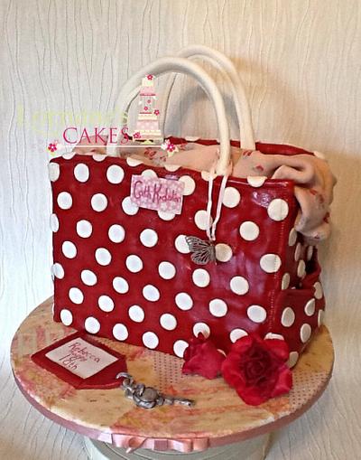 Polka dot red bag  - Cake by lorraine mcgarry