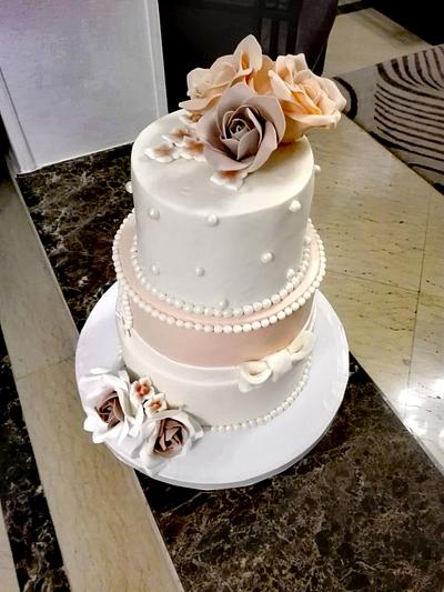 Ivory and coral engagement cake - Cake by Passant87
