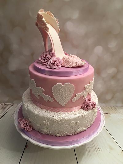 Lace effect shoe cake  - Cake by Elaine - Ginger Cat Cakery 