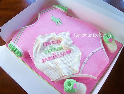 Pink and Green Polo Onesie cake - Cake by DeliciousDeliveries