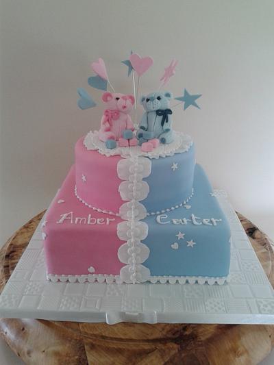 Christening cake for twins - Cake by milkmade