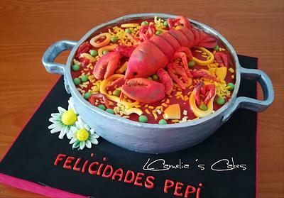 RICE WITH LOBSTER SHAPED CAKE - Cake by Camelia