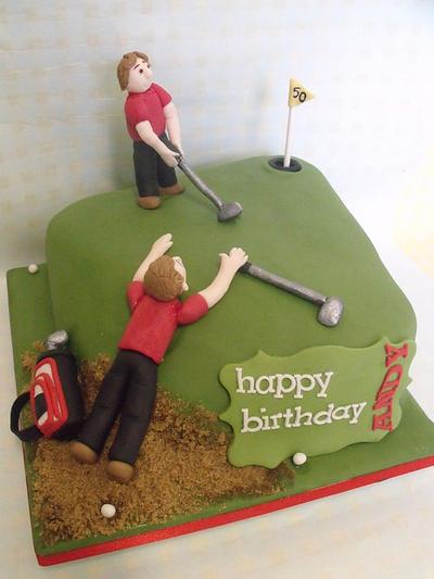 near miss golfer and son - Cake by zoe