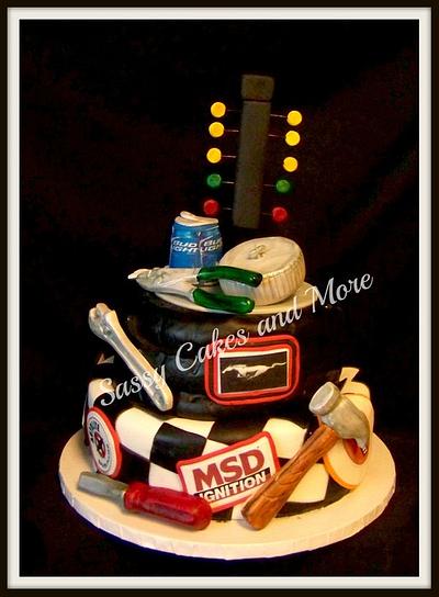 drag racing grooms cake - Cake by SassyCakesandMore