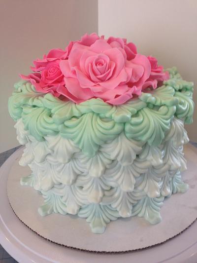 Rococo Rose Mint Pink Cake - Cake by Joliez