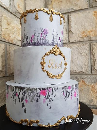 Handpainted rustic wedding cake - Cake by TorteMFigure
