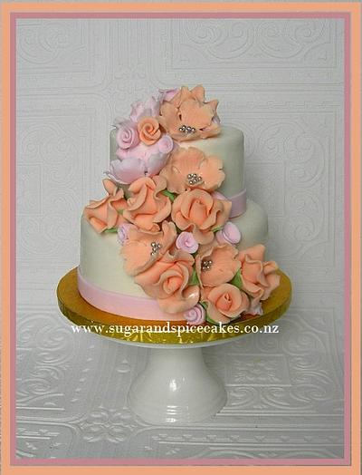 Peaches & Cream Mini Wedding Cake ~ - Cake by Mel_SugarandSpiceCakes
