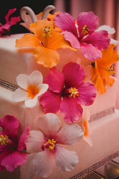 Hibiscus Wedding Cake - Cake by Sweet Art Cakes