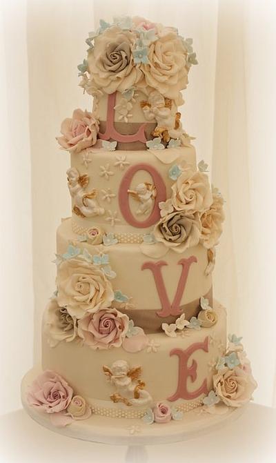 Neutral toned LOVE cake - Cake by Diane Hunt