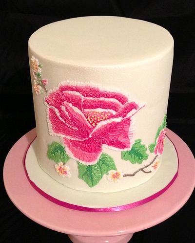 Peony embroidery cake - Cake by Kwirkie