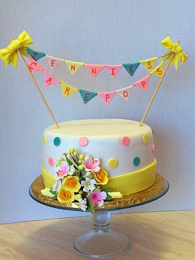 Colorful Fondant Bunting Cake - Cake by Vettiescakes