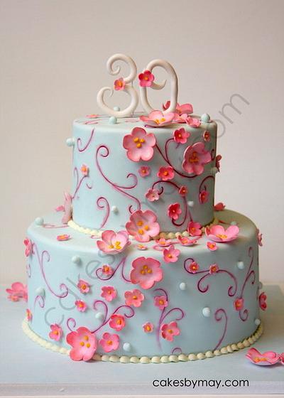 Cherry Blossoms Birthday Celebration - Cake by Cakes by Maylene