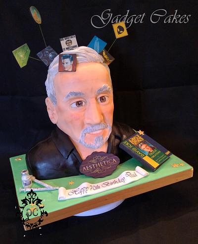 70 year old who loves Botox and Conspiracy theories bust cake - Cake by Gadget Cakes