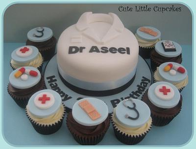 'Dr' Themed Cake & Matching Cupcakes - Cake by Heidi Stone