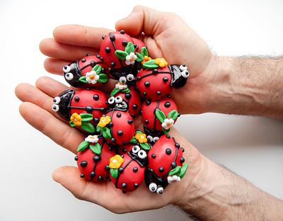 3D Mini Ladybug Shortbread Cookies - Cake by Kim Coleman (Sugar Rush Custom Cookies)