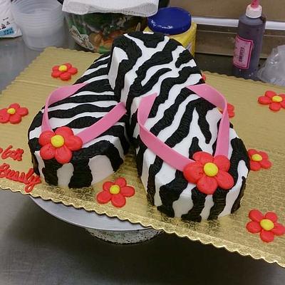 Zebra Flip Flop Cake - Cake by Allyson Thornley 