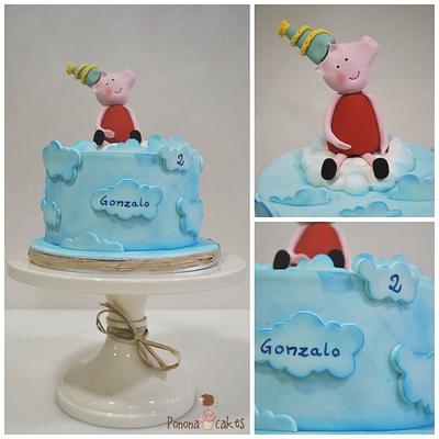 peppa pig celebrating in the clouds - Cake by Ponona Cakes - Elena Ballesteros