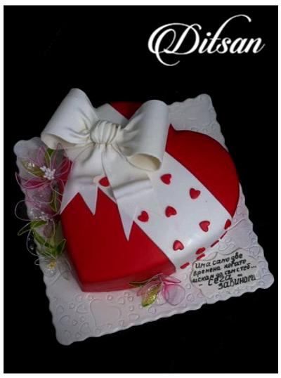 Heart with gelatin flowers - Cake by Ditsan
