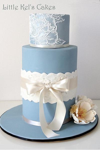 Vintage Style with hand embossed peony. - Cake by Little Kel's Cakes