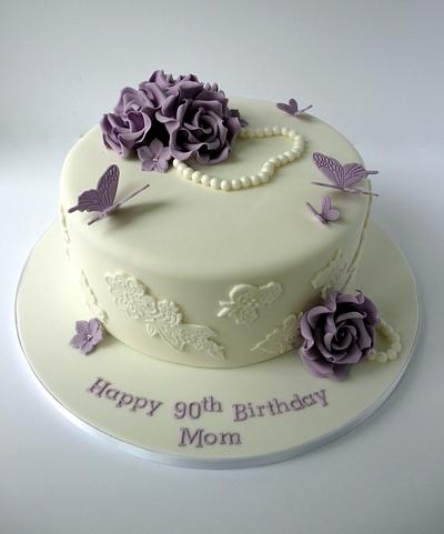 Roses, lace and butterflies. - Cake by Cakes by Verity