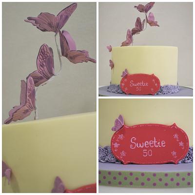 Flying butterflies for a 50th birthday - Cake by Ponona Cakes - Elena Ballesteros