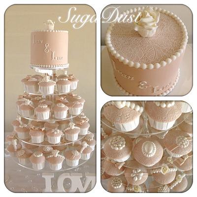 Vintage Lace Cupcake Tower - Cake by Mary @ SugaDust