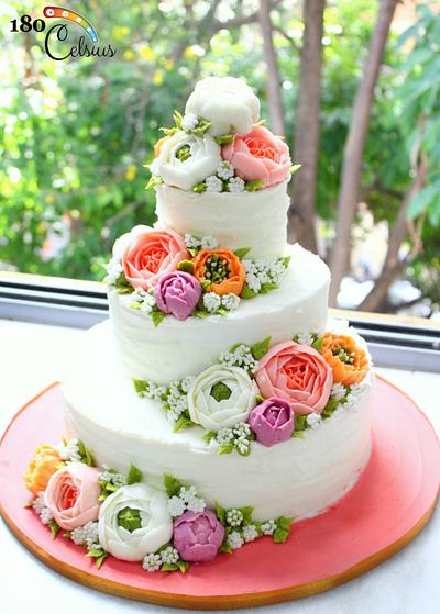 Oriental Buttercream Tiered Cake - Cake by Joonie Tan