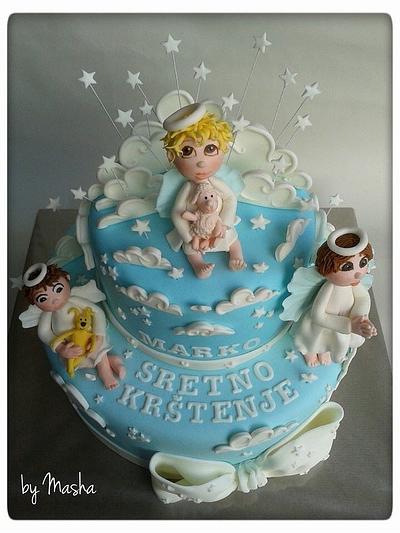 Blue christening cake - Cake by Sweet cakes by Masha