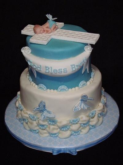 Brett's Baptism Cake - Cake by Toni (White Crafty Cakes)