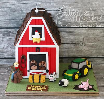 Farm w/Barn 1st Birthday Cake - Cake by AlwaysWithCake