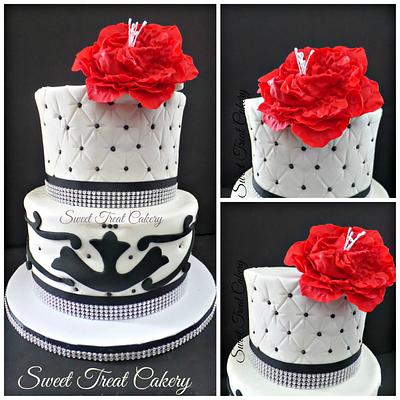 Black and white with a splash of red!  - Cake by Sweet Treat Cakery