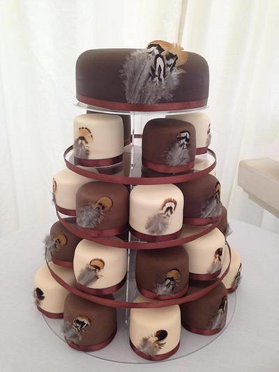 Pheasant Feather Wedding cake - Cake by Lesley Southam