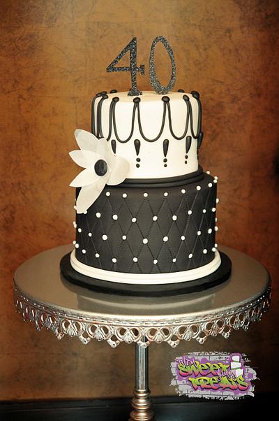 Black and White Birthday Cake - Cake by Kara's Custom Design Cakes